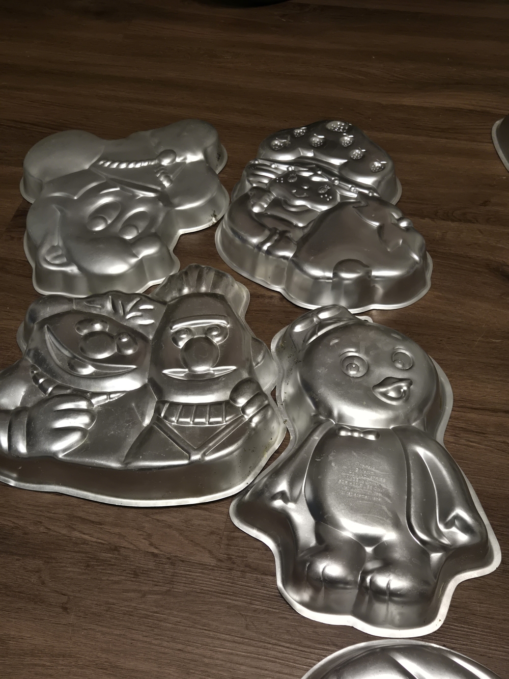 Vintage Silver Holiday Character Cake Pans - Kids Characters